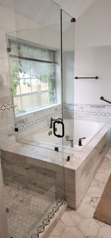 Marble shower and tub side view